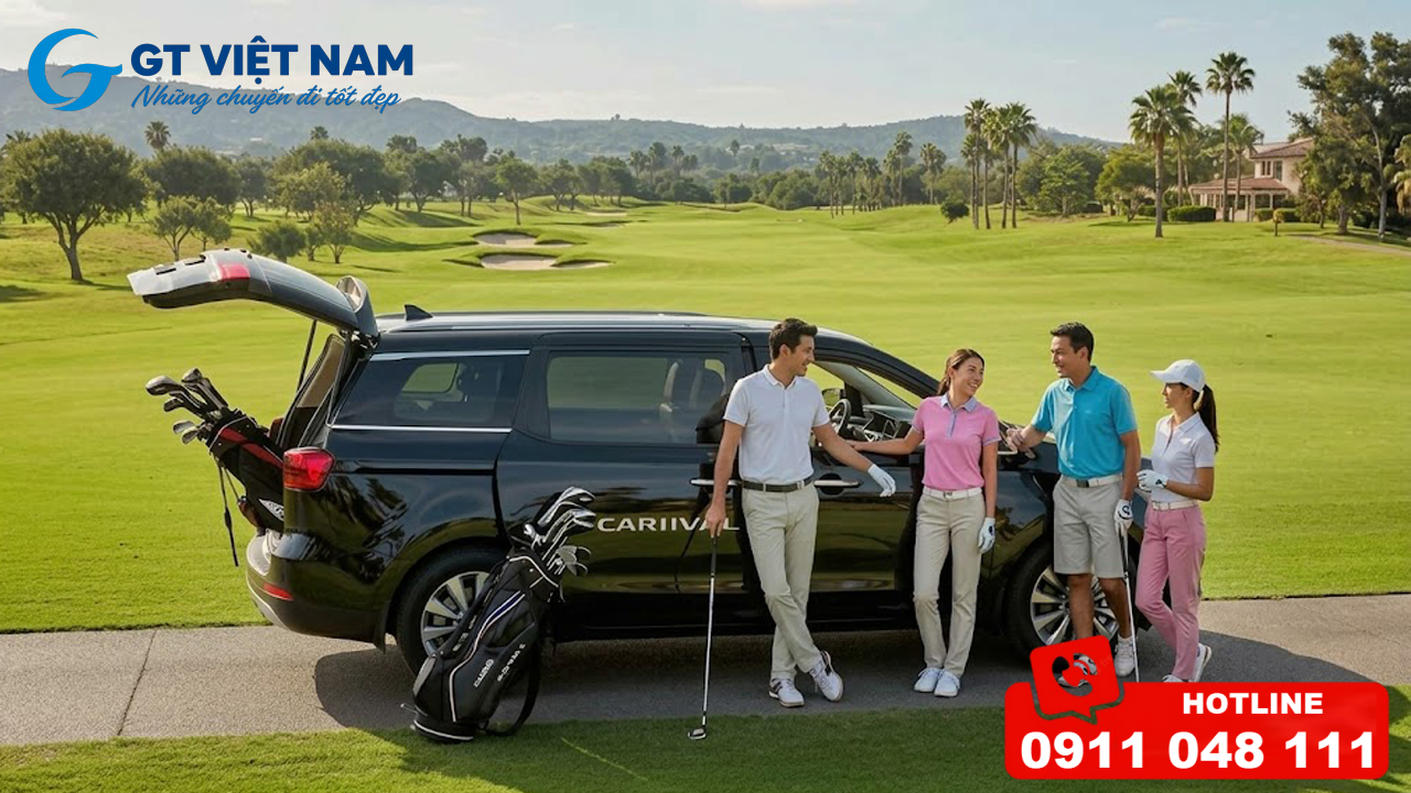 Xe Carnival đưa đón golfer tới sân golf Chí Linh